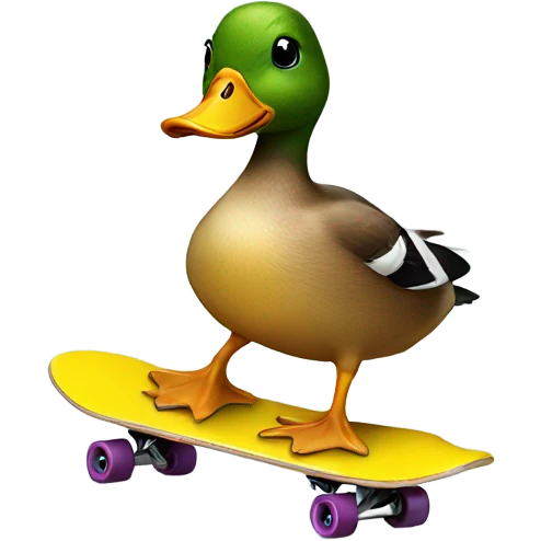 Duck on a skateboard emoji