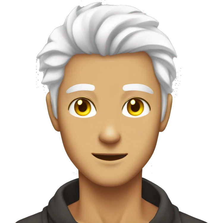 tanned human anime white hair yellow eyes emoji