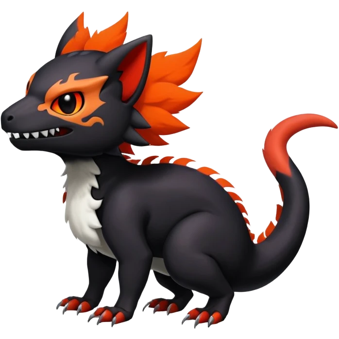 Salandit-Noibat-Litten-Hybrid with a white skull-face (Full body) emoji