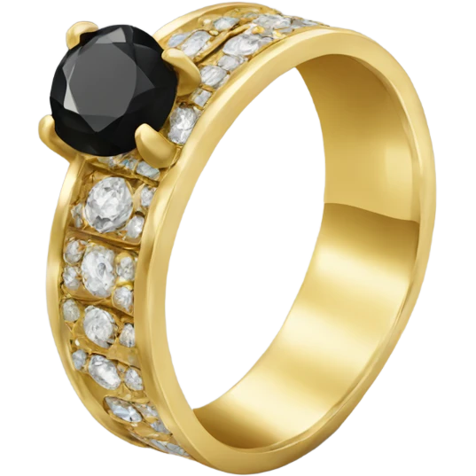 gold ring with black diamond emoji