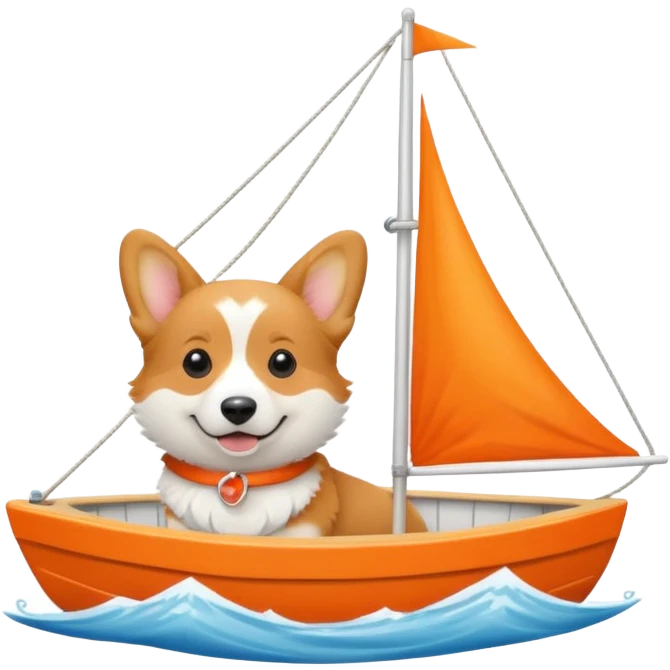 Corgi sailing a boat emoji