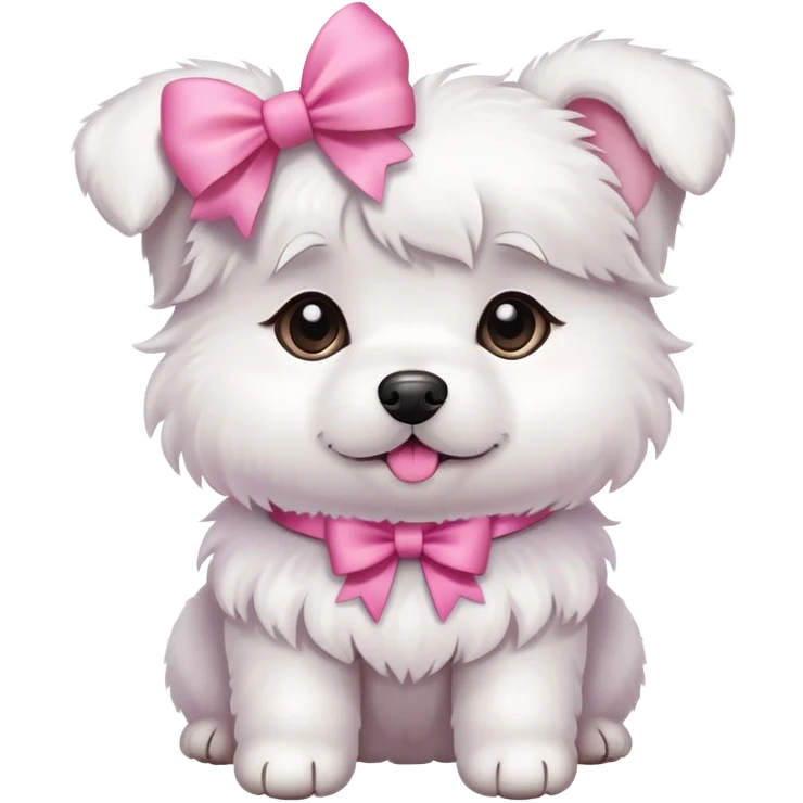 White dog with a pink bow emoji