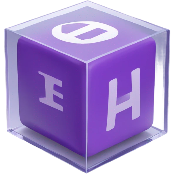 purple cube inside another glass cube isometric view emoji
