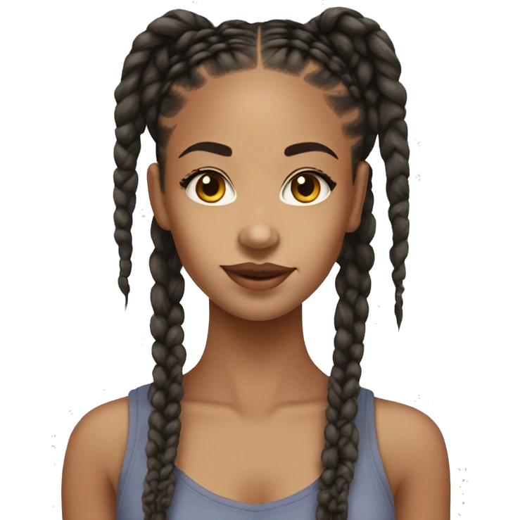lightskin girl with box braids emoji