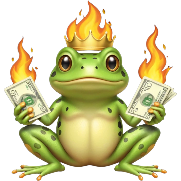 bufo frog setting money on fire emoji