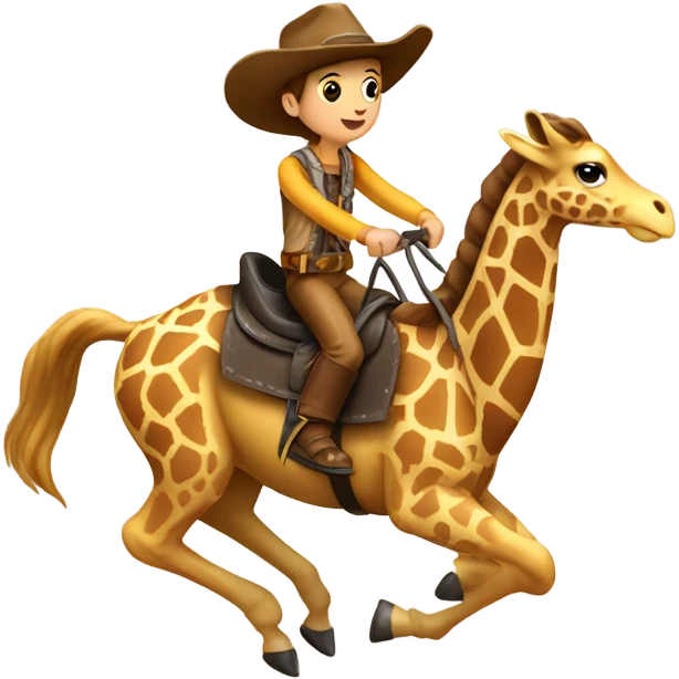 A giraffe riding a bronco emoji