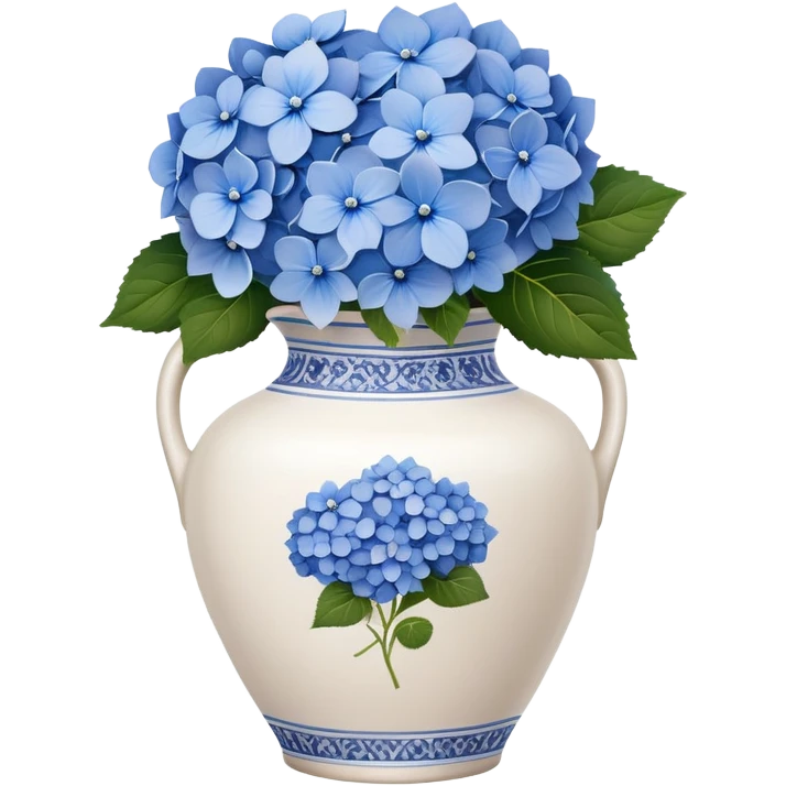 white vase with blue flowers emoji