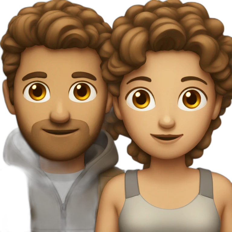 Brown hair man and woman emoji