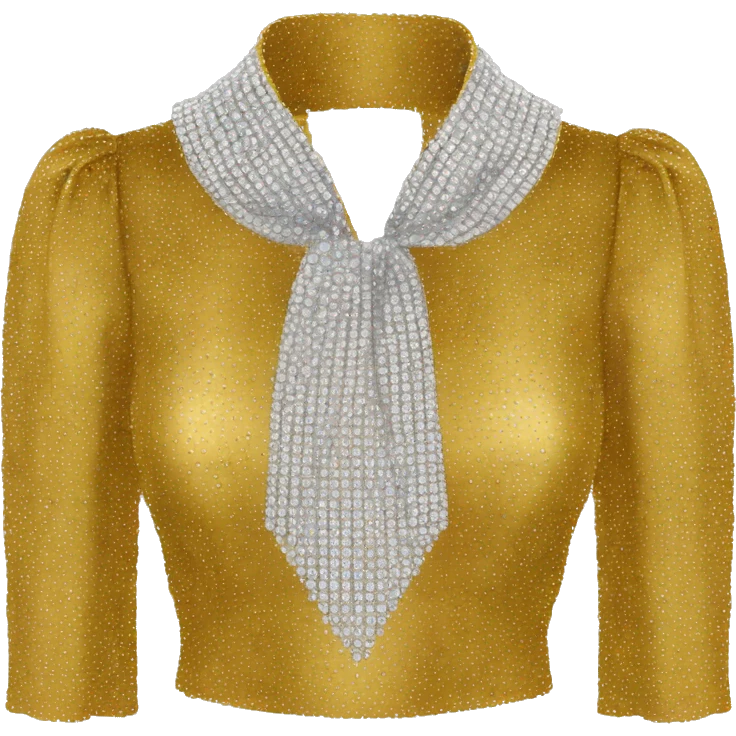 RHINESTONE-EMBELLISHED TIE-NECK gold BLOUSE emoji