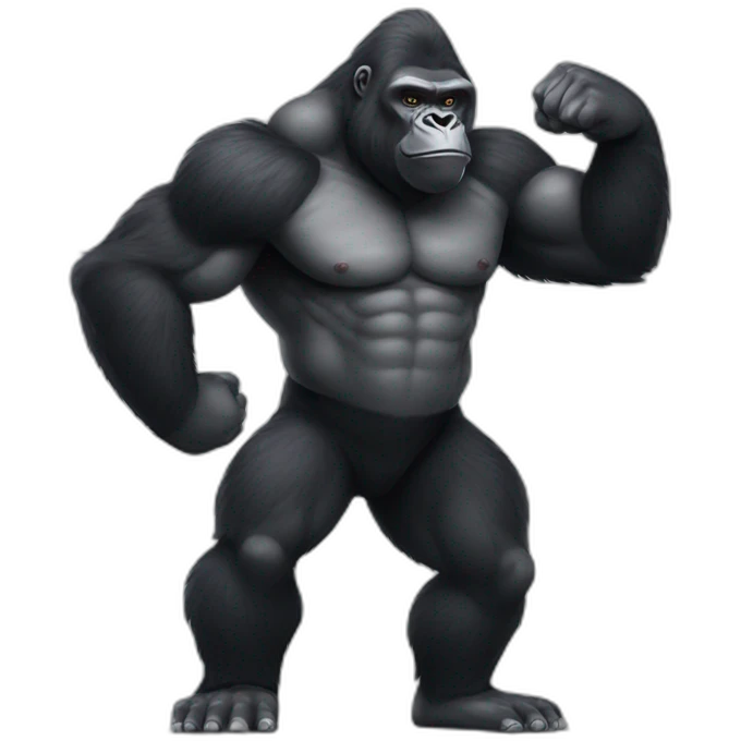 Gorilla doing a standing bodybuilding pose emoji
