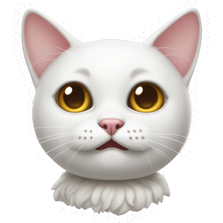 make a white cat with a bow on top with a shocked face emoji