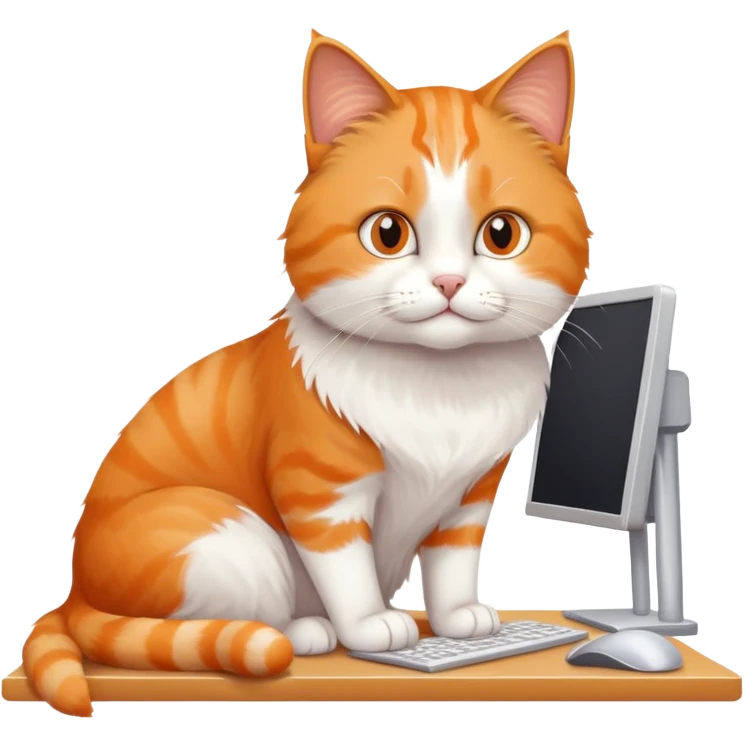 A cat working at a computer desk emoji