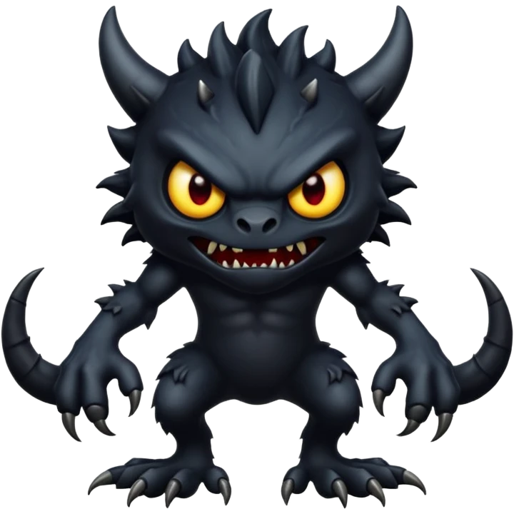 Scary, black monster with feet and arm emoji