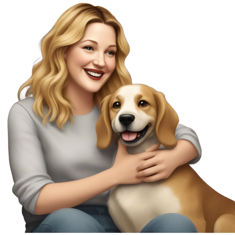 Drew Barrymore With Her Dog Douglas  emoji