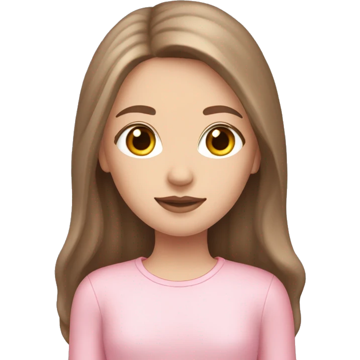  girl with brown hair, pink wings, pale skin tone long hair, pink outfit, pink lipgloss emoji