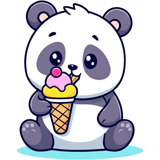 Panda eating ice cream emoji