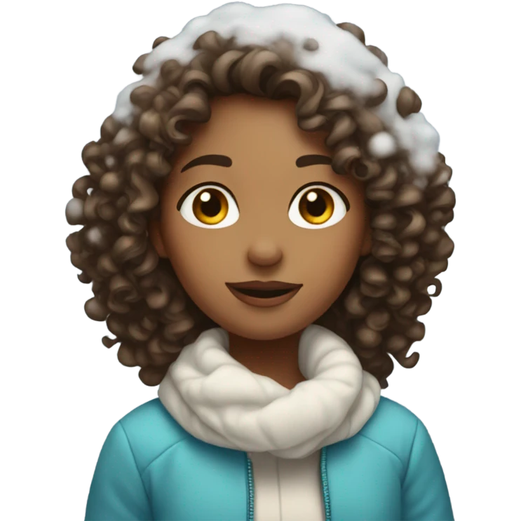 A curly brown haired girl that is manifesting snow emoji
