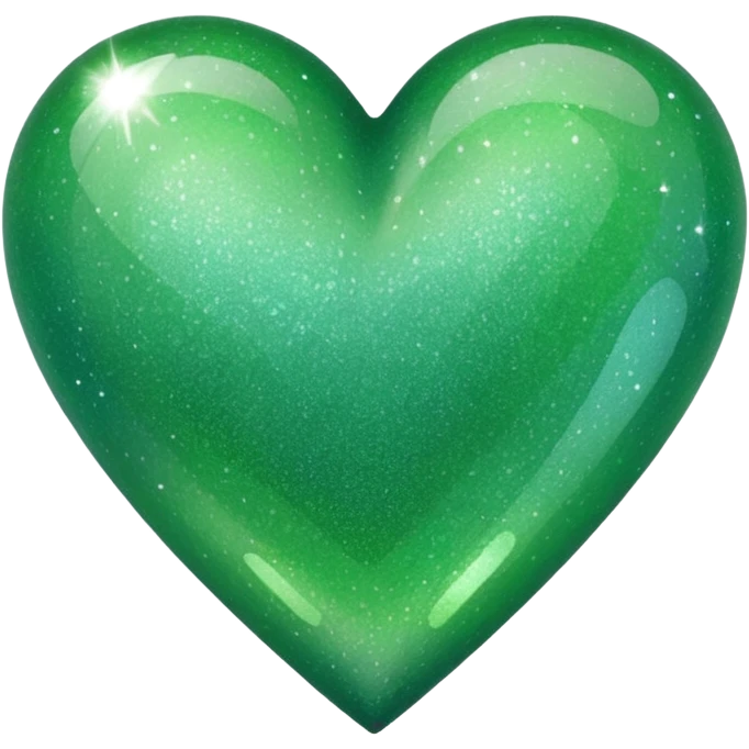 Edit the glittery blue color heart with a subtle gradient and no border to a glittery green color heart with a subtle gradient and no border. Keep the background transparent. Maintain the glittery texture and subtle gradient effect in green emoji