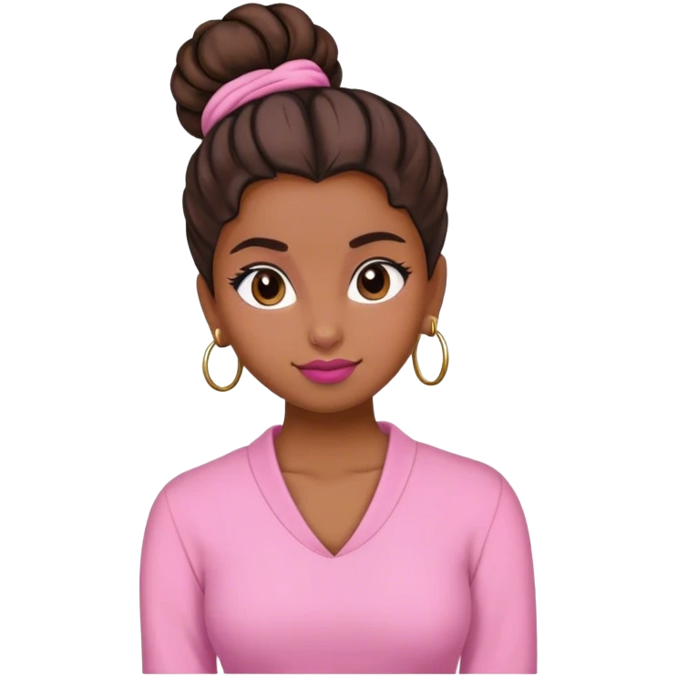 Chica piel morena cabello recogido buen estilo rosa  emoji