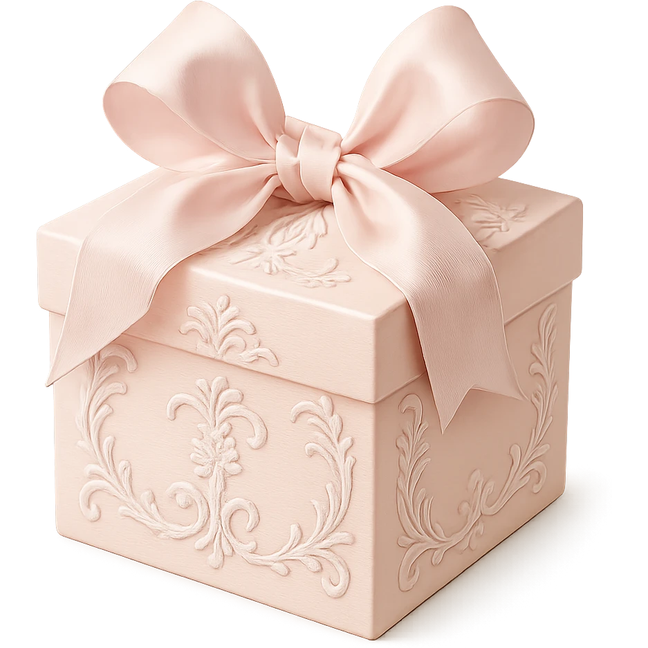 Elegant Rococo pale girly  gift box  , remove background emoji