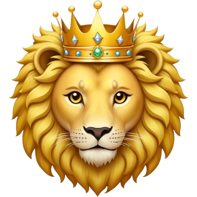 Golden Crescent moon with sparkles, with a lion wearing a crown in the middle emoji