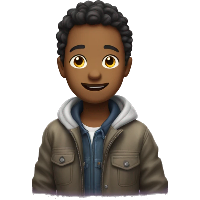 smirking boy in jacket indoors emoji