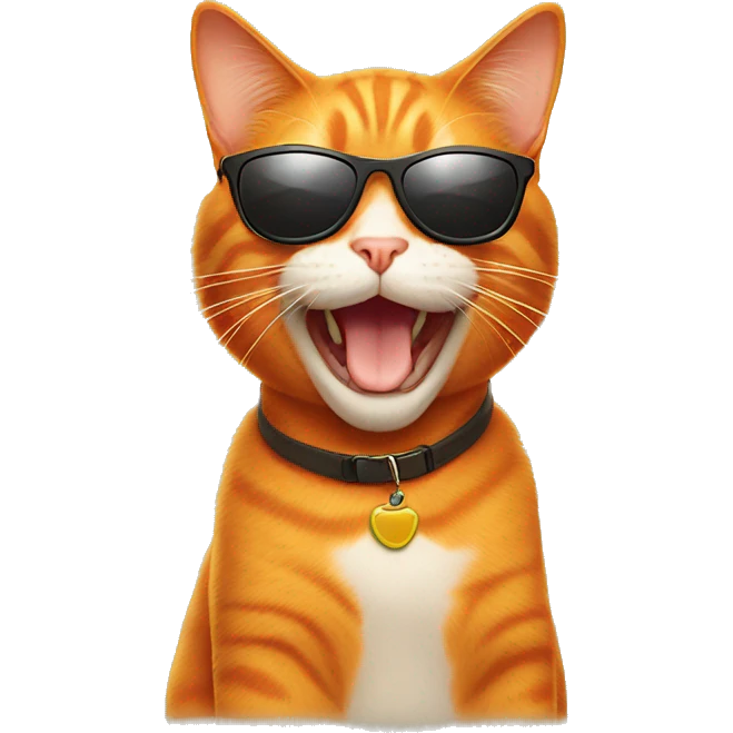 Orange cat smiles and wears sunglasses  emoji