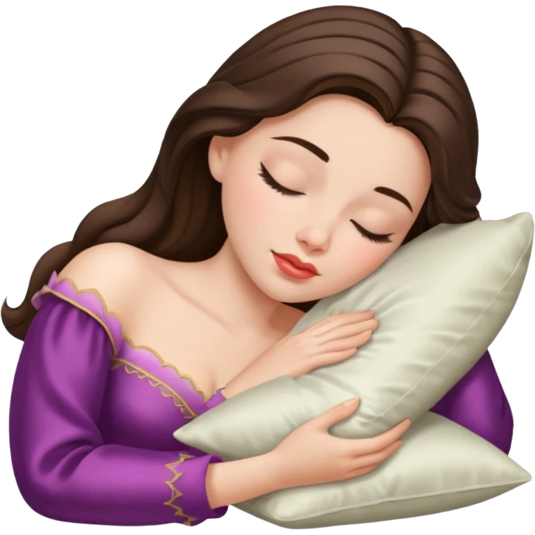 sleeping beauty brunette white girl with a silk pillow emoji