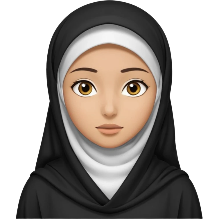 Make a emoji of a Muslim girl wearing a white hijab and "niqab on her face, with only her eyes visible" and her full body covered in an abaya or burqa. emoji