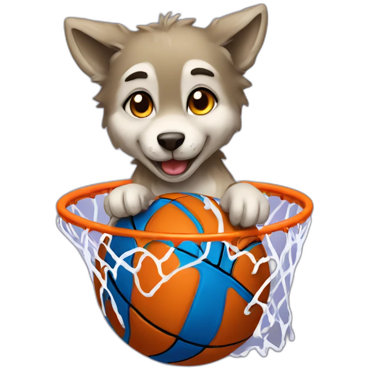 baby wolf dunking a basketball emoji