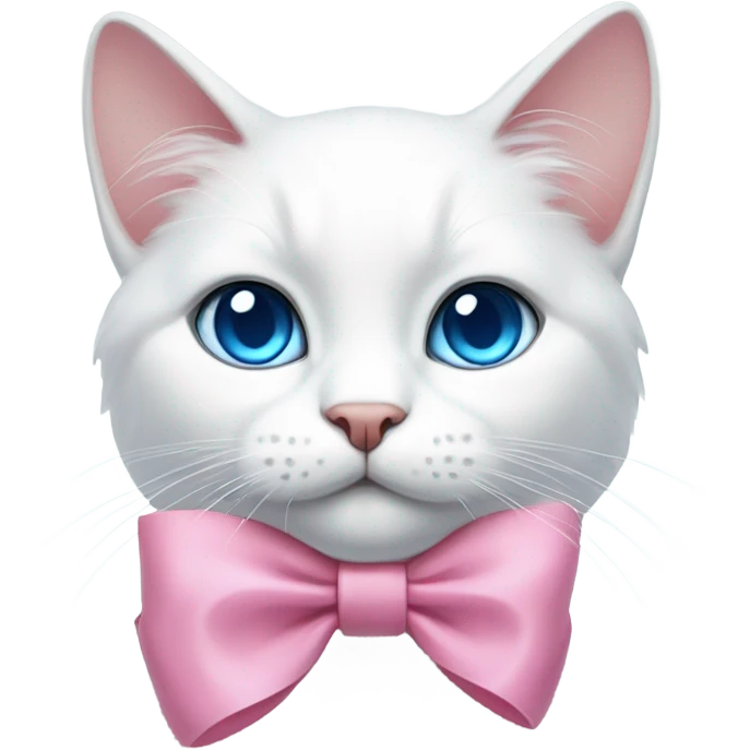 white cat with blue eyes and pink bow  emoji