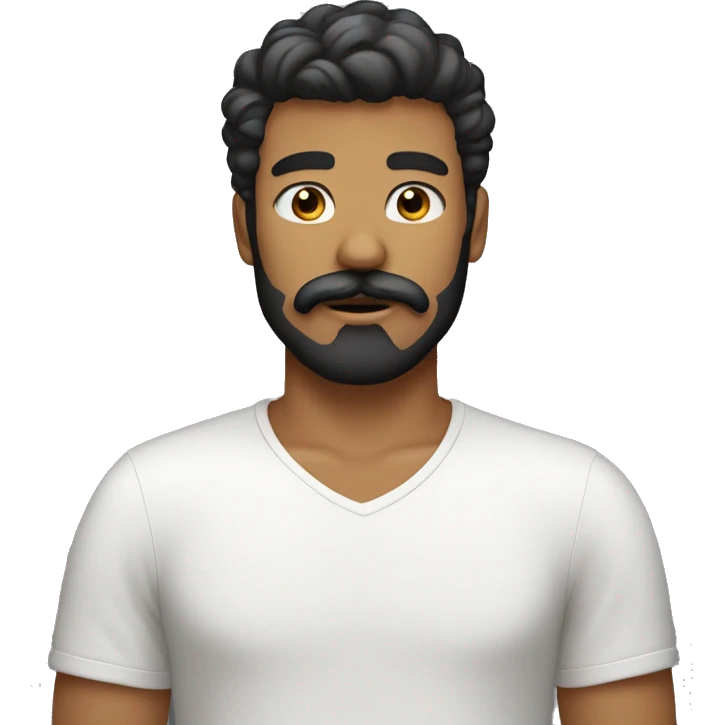 I want a men with fringe hairstyle and medium  beard thick moustache  emoji
