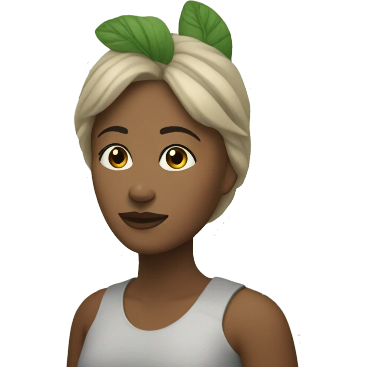 mujer blanca y pelo negro con plantas emoji