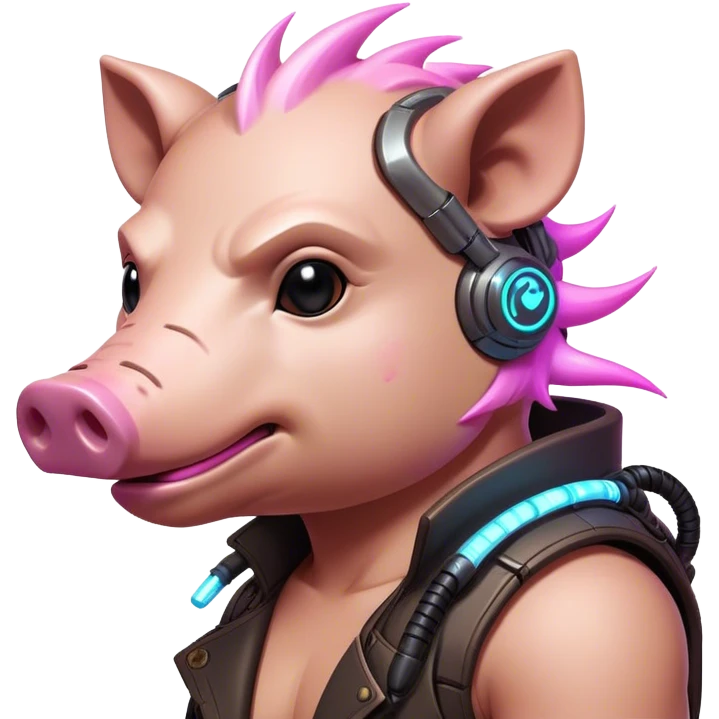 cyberpunk hog with neon emoji