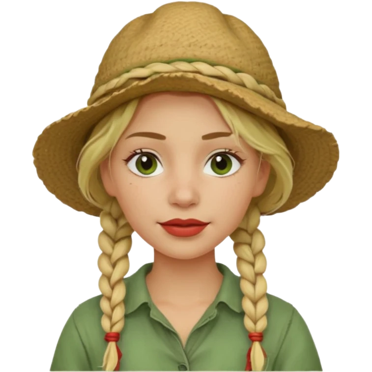 messy green clay mask and red tourist hat blond braided woman emoji