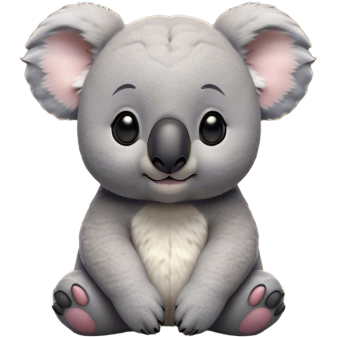 Cinematic Noble Koala Portrait Emoji, Poised and regal, with a stocky, cuddly build and a plush, well-groomed grey fur, large round ears and a distinctive big black nose, deep-set soulful dark eyes, Simplified yet sharp and sophisticated features, highly detailed, glowing with a soft, dignified glow, high shine, intelligent and gentle, stylized with an air of eucalyptus elegance, focused and attentive, soft glowing outline, capturing the essence of a watchful and confident marsupial, so majestic it feels as though it could climb out of the screen with effortless authority! emoji