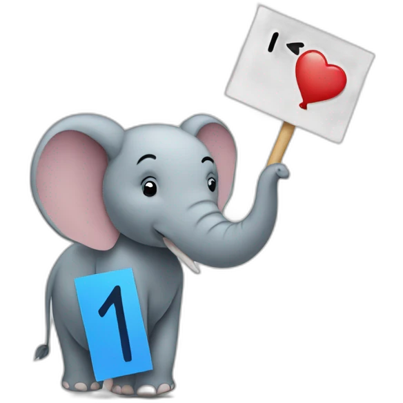 elephant holding a sign with "1 Fan" on it emoji