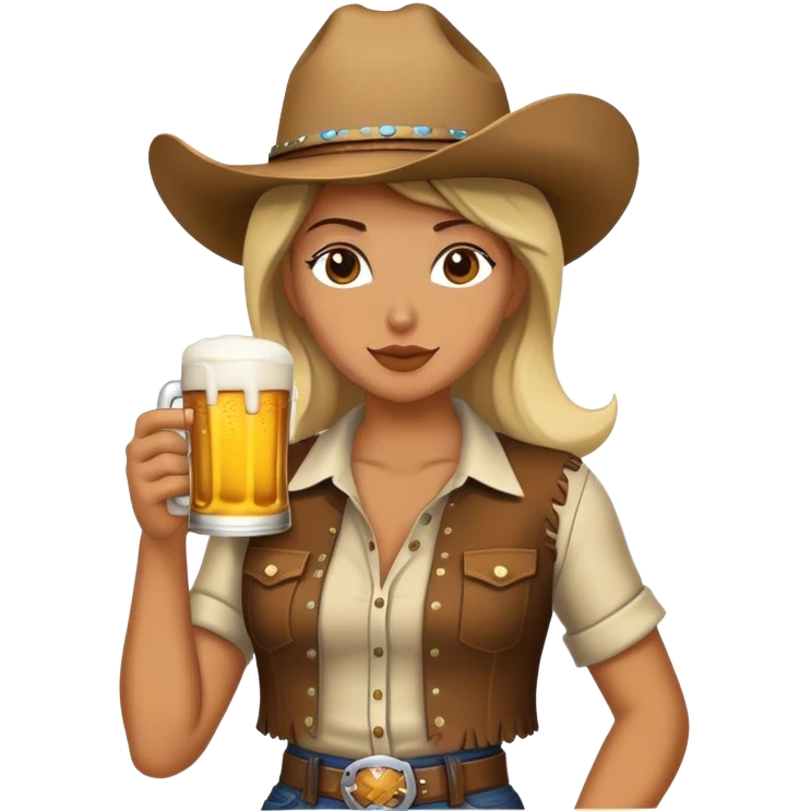  cowgirl drinking beer  emoji
