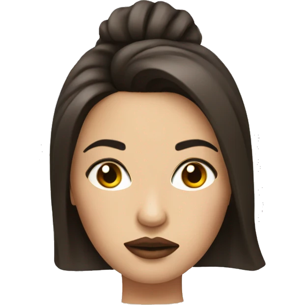 Brunette woman with brush on face pouty emoji