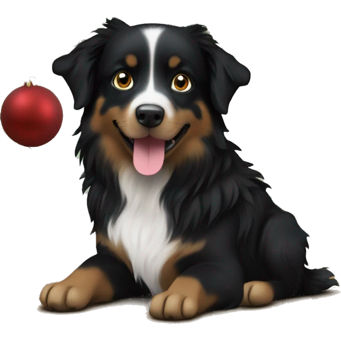 Small black australian shepherd dog Christmas tree emoji