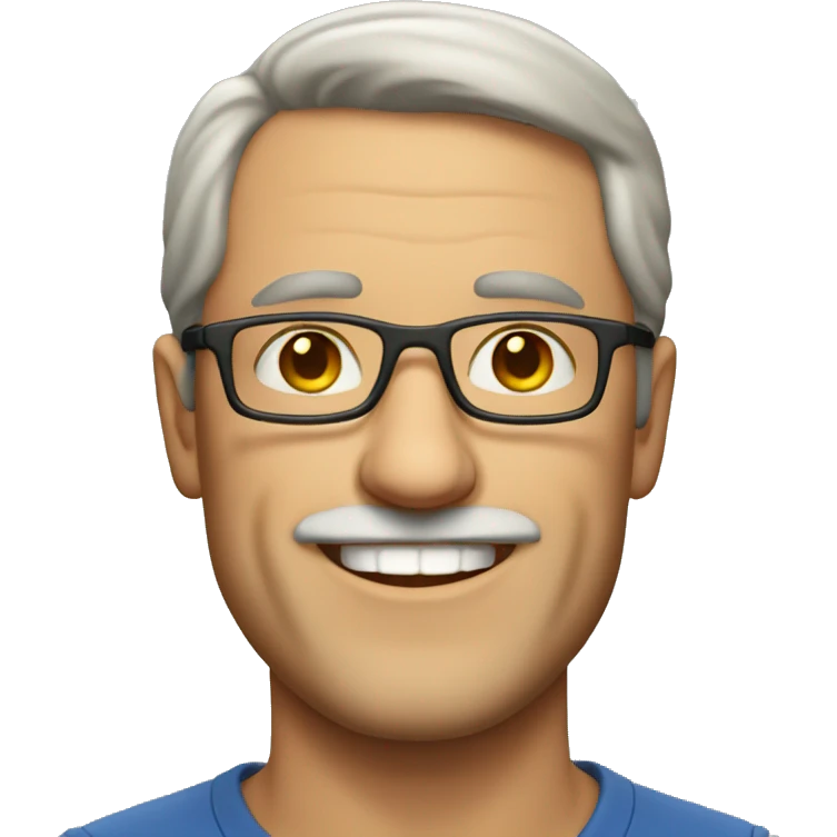 European smiling middle-aged man in glasses emoji
