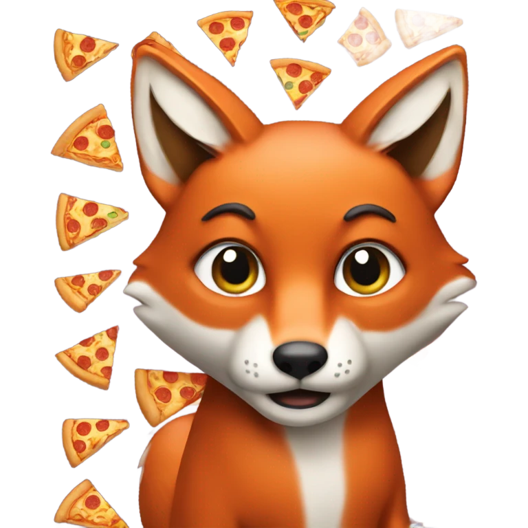 A fox with pizza emoji