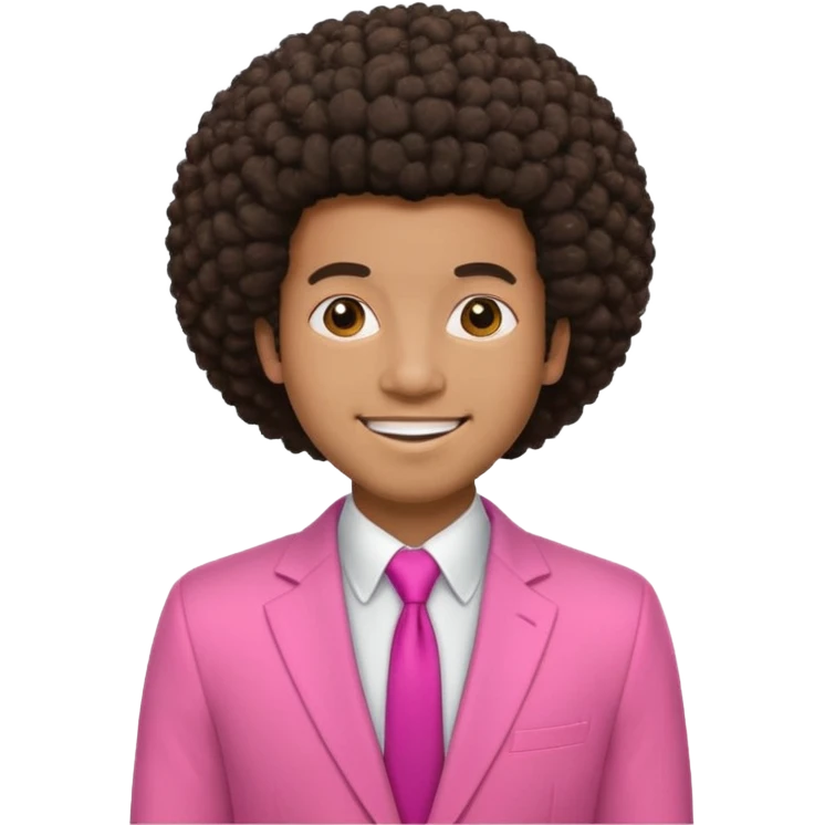 afro hair man pink suit emoji