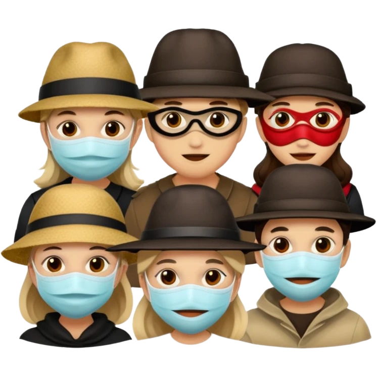 masked people with hat emoji