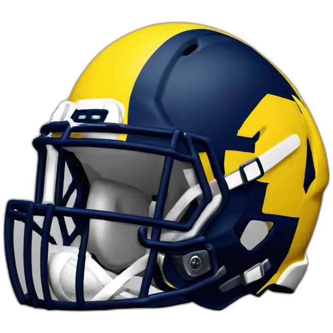 university of michigan football helment with michigan block m emoji