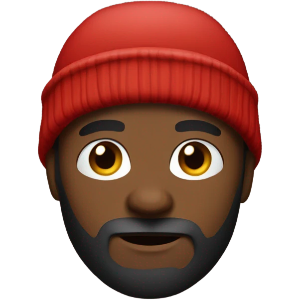 beard black guy red beanie emoji
