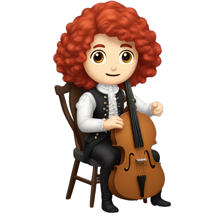 Antonio Vivaldi Red haired wig older chibi sitting chair banjo emoji