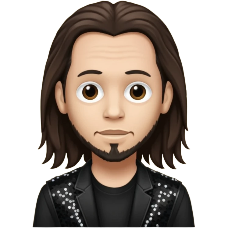 James Munky Shaffer from Korn with long dark brown hair, light tan skin, black sequin outfit emoji