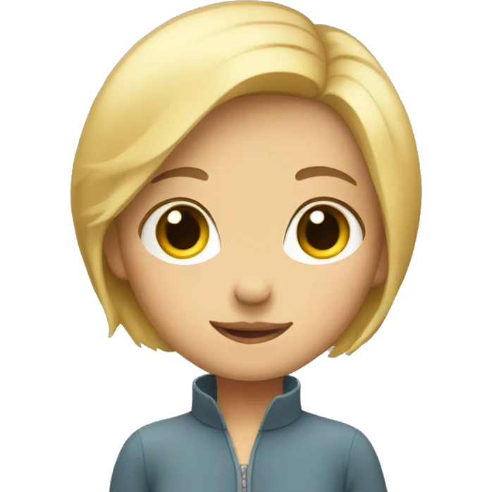 Blonde girl with short hair hugs emoji