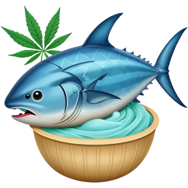 bluefin tuna in a gelato with cannabis leaf emoji